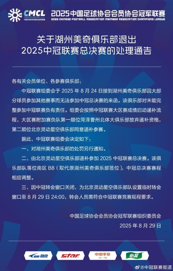 中冠官方宣布：北京灵动星空递补参加中冠职业联赛  总总决赛