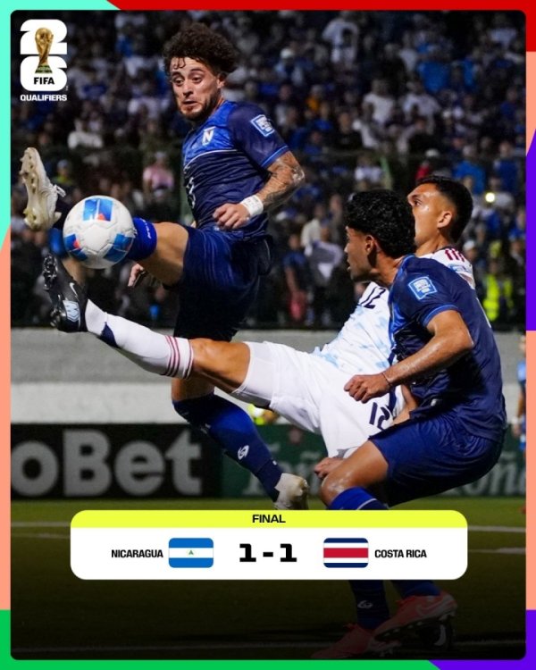 攻破纳瓦斯大门！尼加拉瓜FIFA第130，10人作战1-1逼平哥斯达黎加